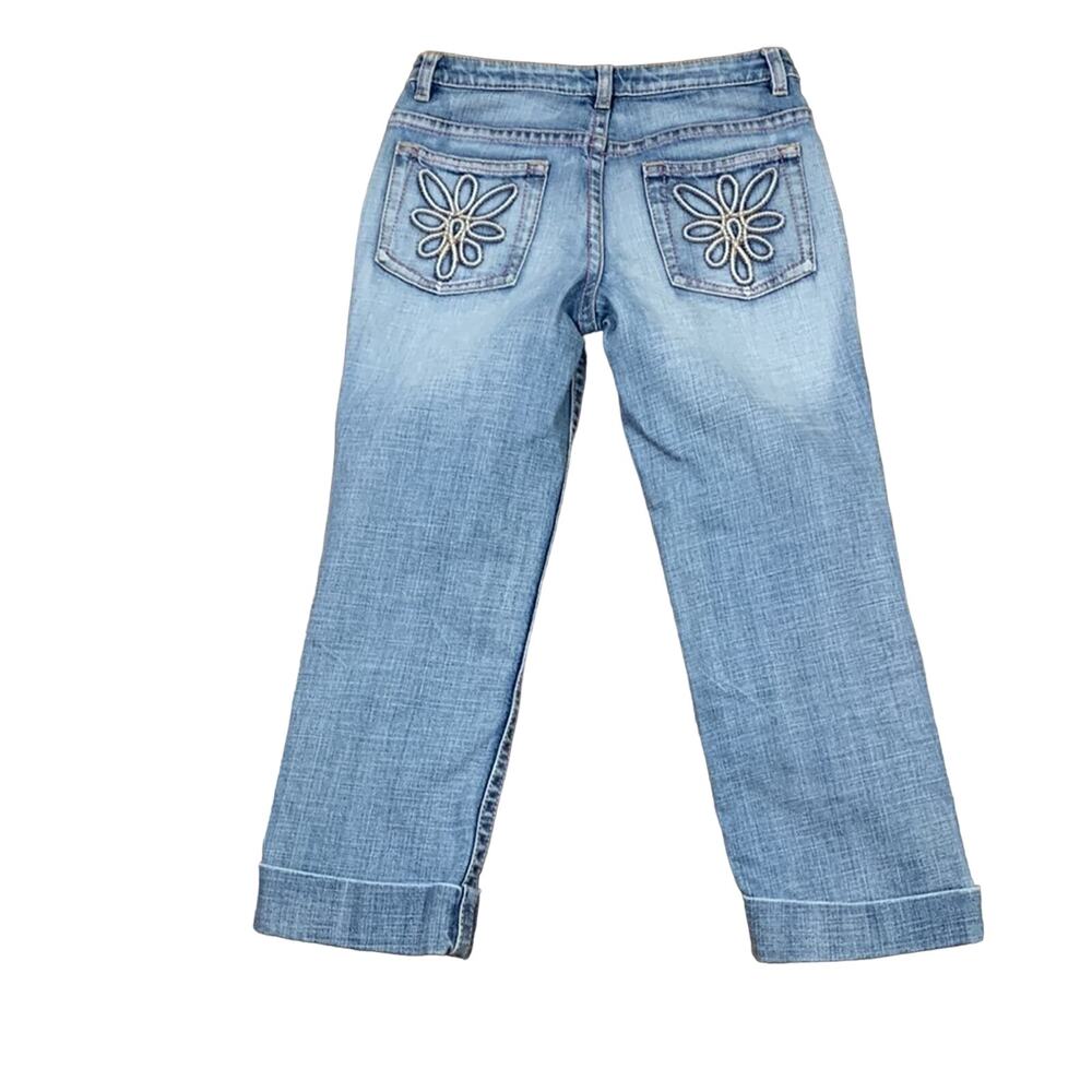ESPRIT Y2K Boho Embroidered Back Pockets Zipper Detail Cropped Jeans - Picture 9 of 9